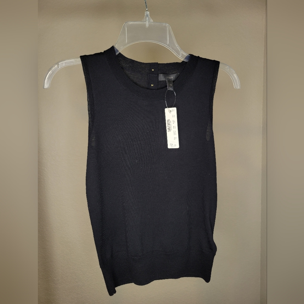 J. Crew Women's Size XXS Sleeveless Black 100% Merino Wool Pullover Sweater Vest